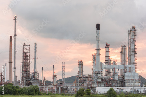 Oil Refinery factory in morning sunrise