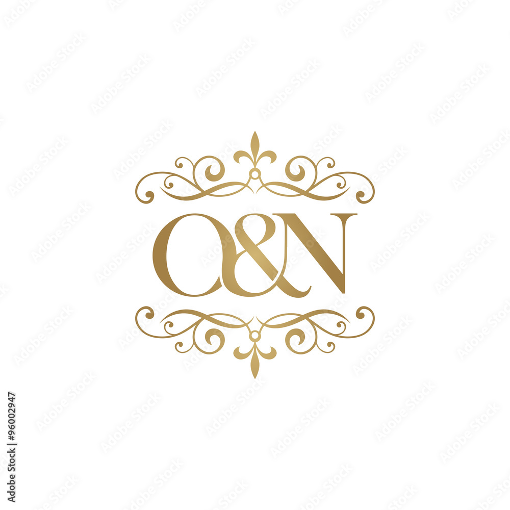 O&N Initial logo. Ornament ampersand monogram golden logo Stock Vector