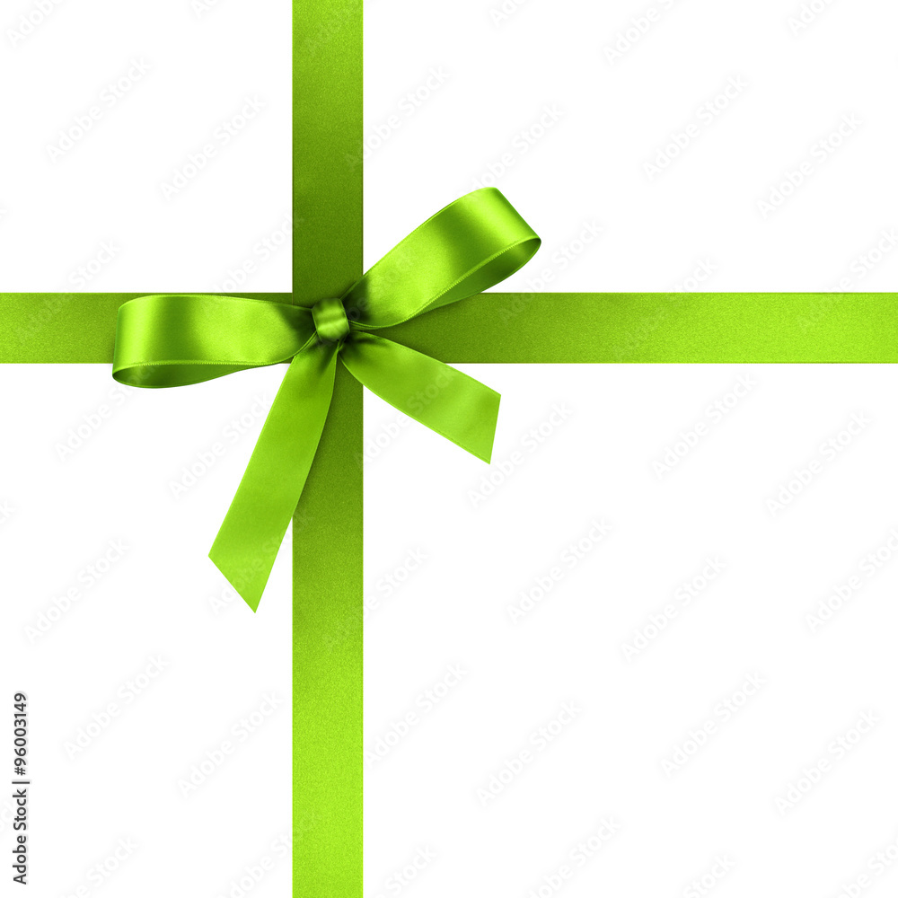 Grüne Geschenkschleife und Geschenkband aus grünem Satin - Geschenk, Schleife, Band - Isoliert - weißer Hintergrund. Vorlage für Grußkarten und Postkarten. Grüne Geschenkschleife und Geschenkband aus grünem Satin - Geschenk, Schleife, Band - Isoliert - weißer Hintergrund. Vorlage für Grußkarten und Postkarten.