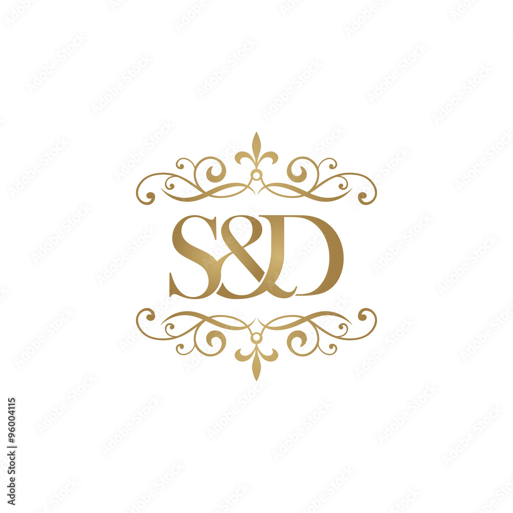 S&D Initial logo. Ornament ampersand monogram golden logo Stock Vector