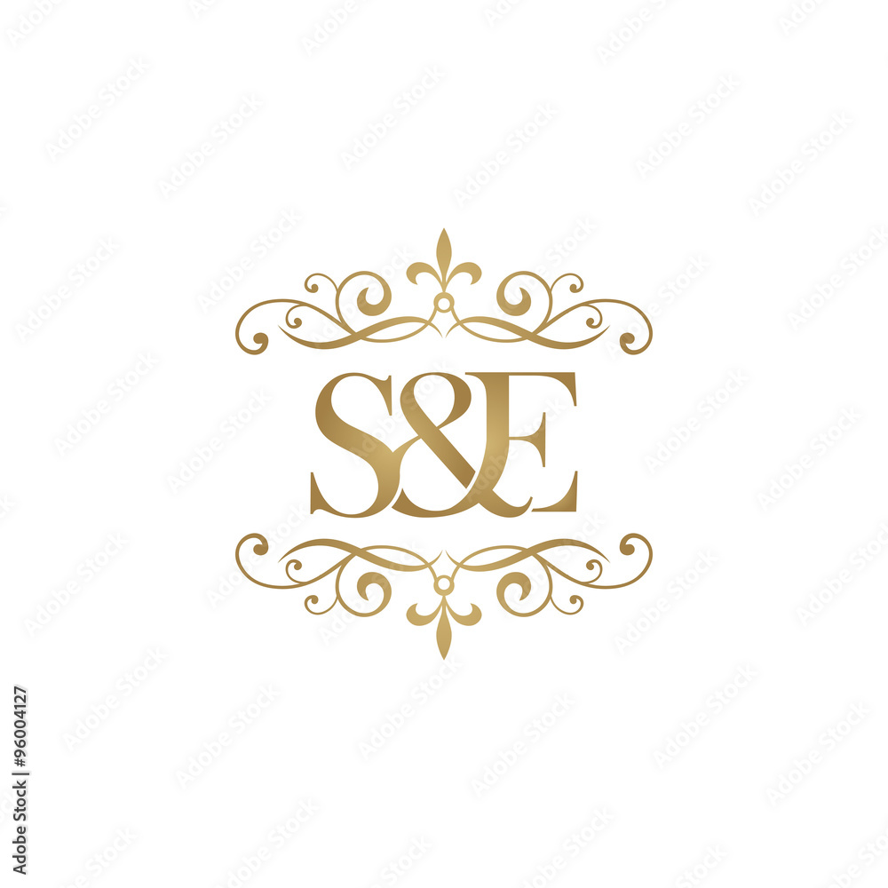 S&E Initial logo. Ornament ampersand monogram golden logo S&E Initial logo. Ornament ampersand monogram golden logo