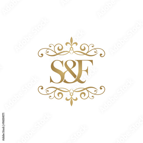 S&F Initial logo. Ornament ampersand monogram golden logo