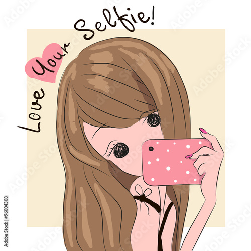 Girl makes selfie