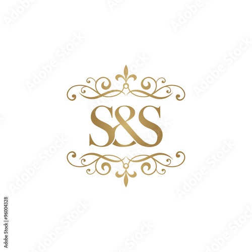 S&S Initial logo. Ornament ampersand monogram golden logo