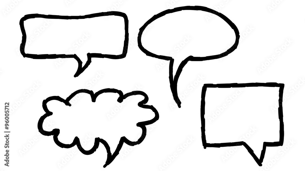 Loopable hand-drawn animated cartoon speech bubbles on white background