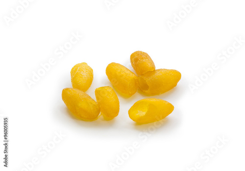 golden Thai silk cocoon soap on white background