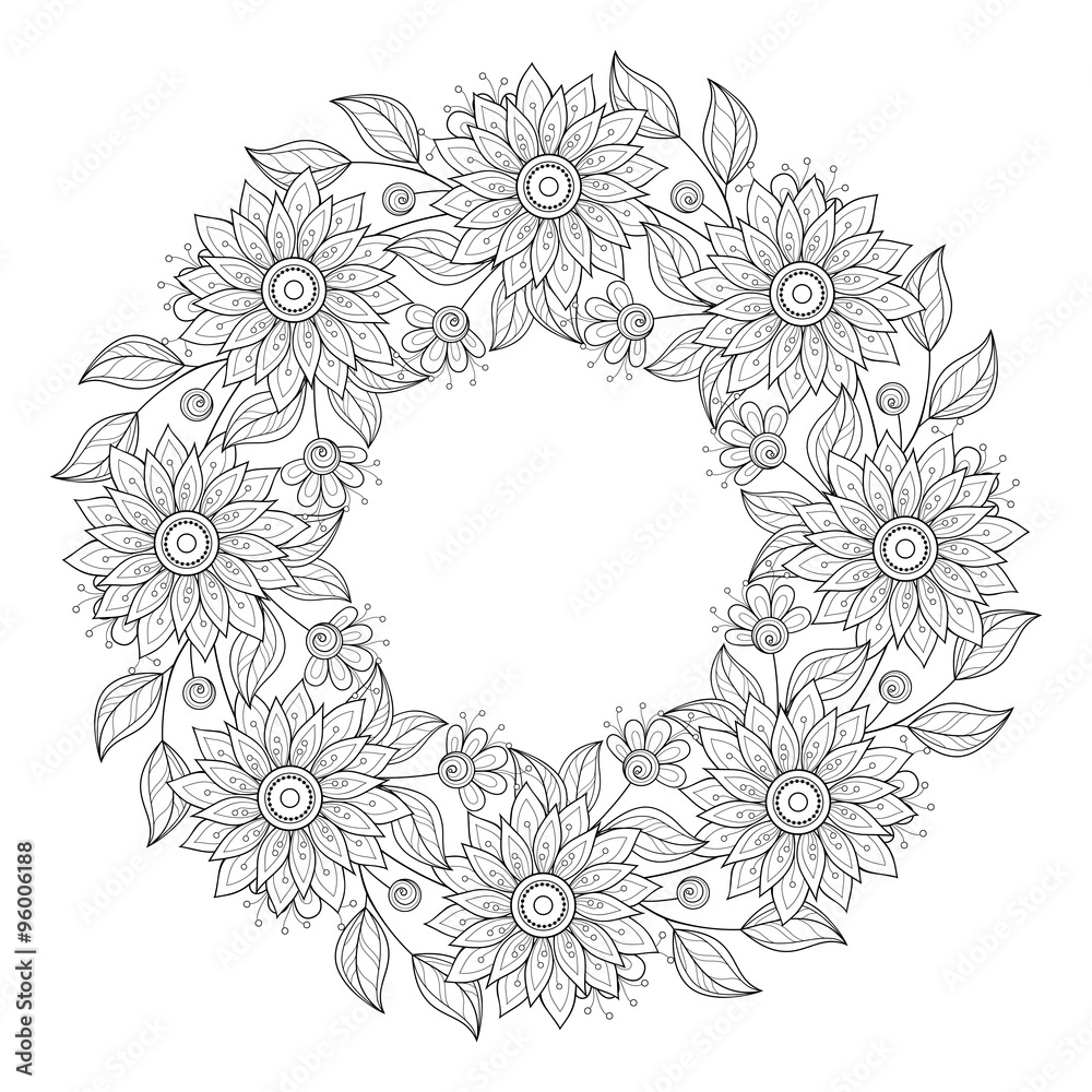 Vector Monochrome Floral Background