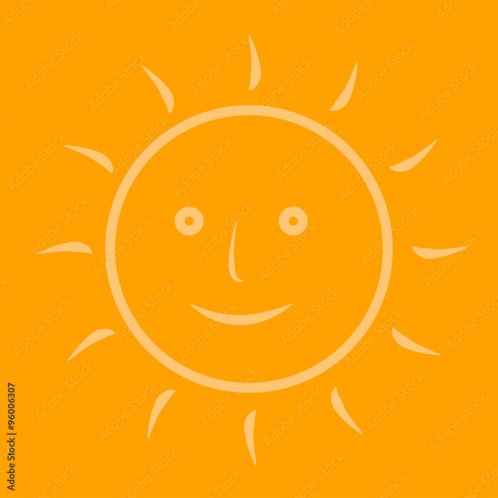 Cartoon sun on an orange background