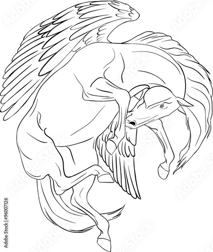 Coloring page Pegasus soaring