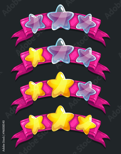 Cool cartoon glassy stars on pink ribbon