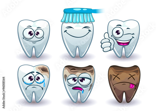 Funny cartoon vector teeth set