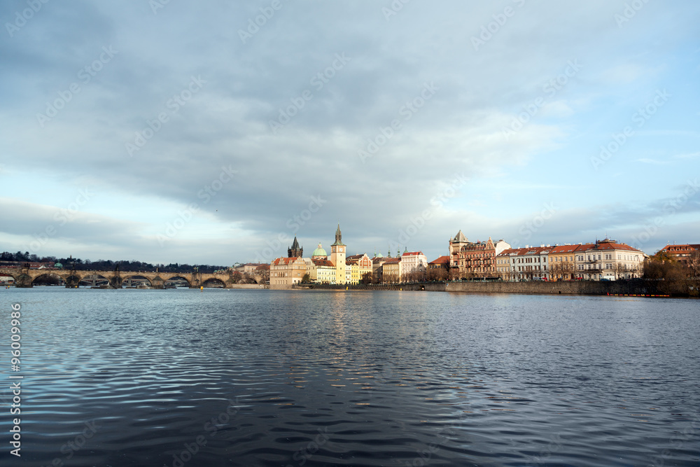 Charles Bridge in Prague at dawn Czech Republic