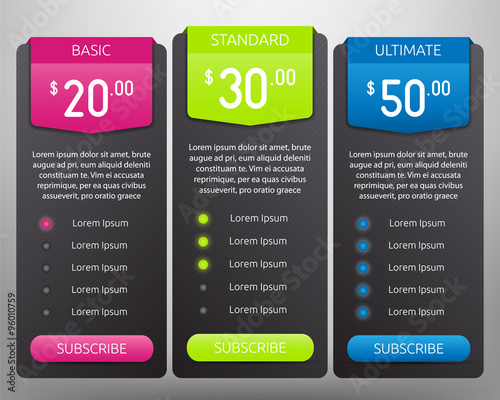 Pricing Tables Mock Up