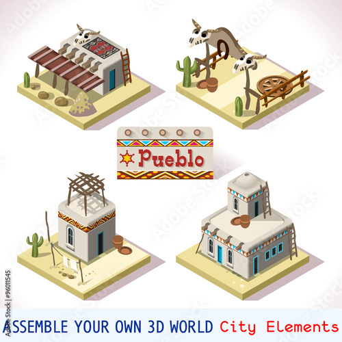 Pueblo Tiles 01 Set Isometric