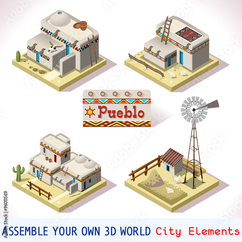Pueblo Tiles 03 Set Isometric