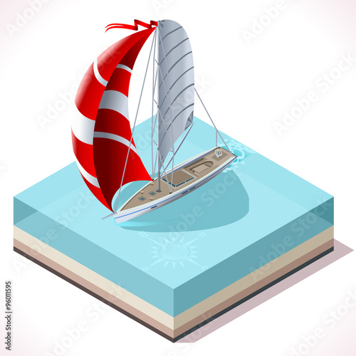 Sail Boat Set 02 Vehicle Isometric