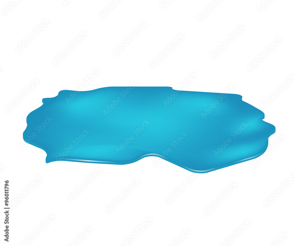 Puddle of water spill clipart. Blue stain, plash, drop. Vector illustration isolated on the white background Puddle of water spill clipart. Blue stain, plash, drop. Vector illustration isolated on the white background