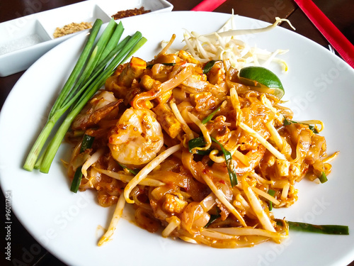 Thai food, stir-fried rice noodles (Pad Thai).