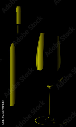 vector Bottle and glass