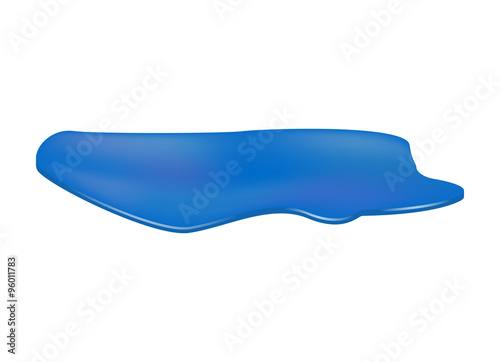 Puddle of water spill clipart. Blue stain, plash, drop. Vector illustration isolated on the white background