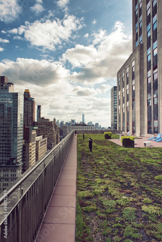 Green Rooftop Garden and New York City Skyscrapers © XtravaganT