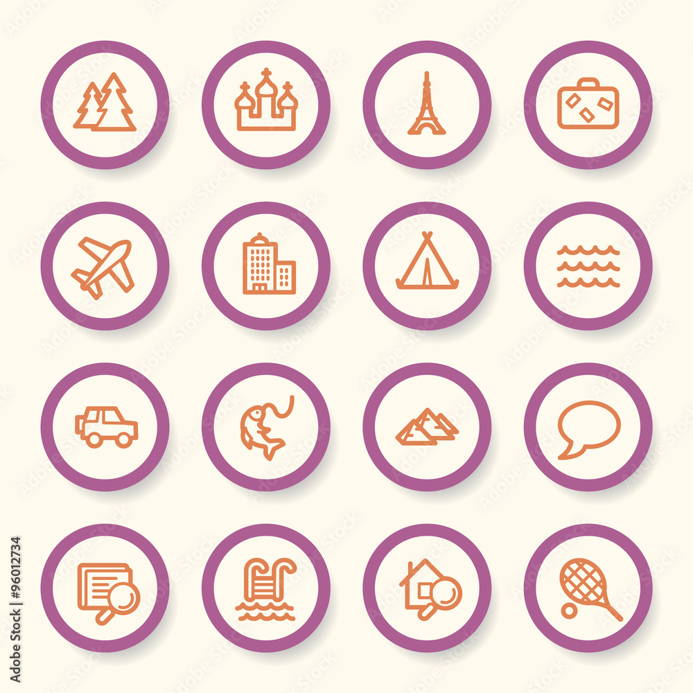 Fototapeta premium Travel web icons set
