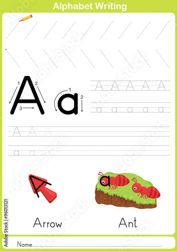 Alphabet A-Z Tracing Worksheet,  Exercises for kids -  illustration and vector outline - A4 paper ready to print