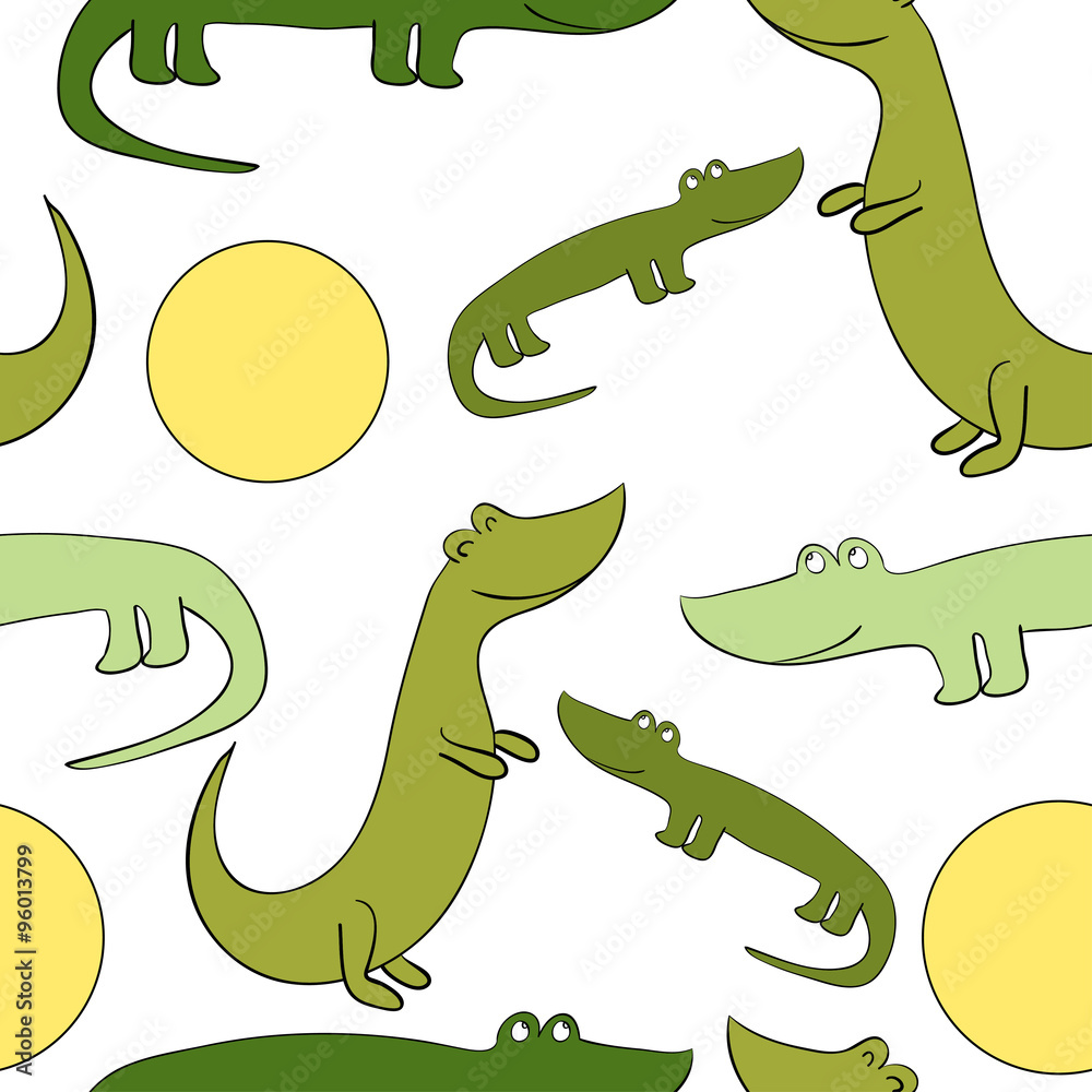 Obraz premium Funny and cute crocodiles. Vector seamless pattern