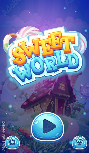 Sweet world mobile GUI boot loading screen for video web games