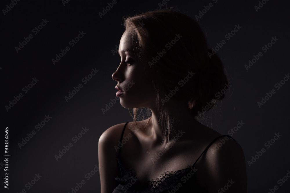Beautiful face of young adult woman 