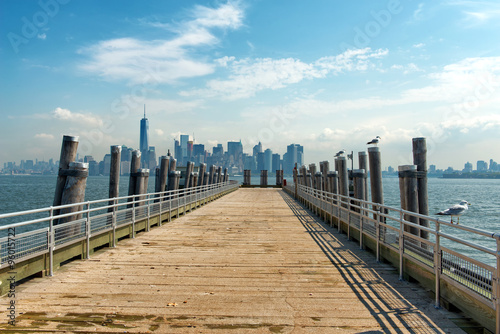 New York City Skyline from Pier on Liberty Island