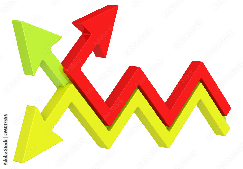 Icon shiny arrows showing different direction growth Icon shiny arrows showing different direction growth