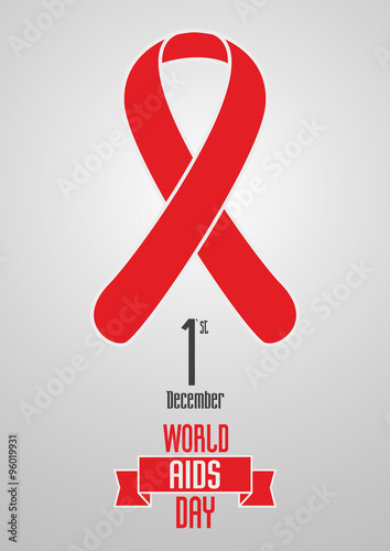 World Aids Day 1st December design concept with red ribbon