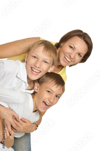 Happy mother with sons