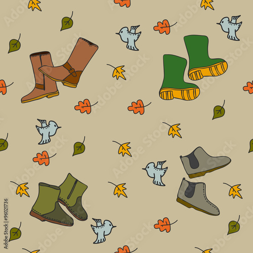 Handdrawn autumn seamless pattern photo