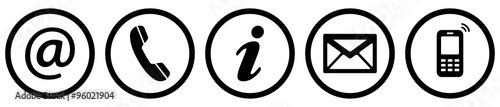 Contact Us – Simple flat black & white round icons buttons