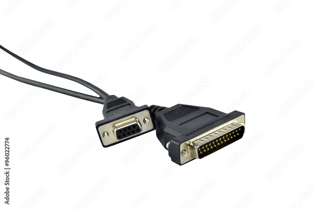 Black cable isolated on white background with clipping paths Black cable isolated on white background with clipping paths