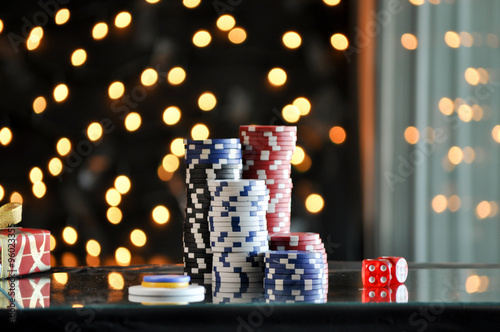 Christmas setting with poker chips