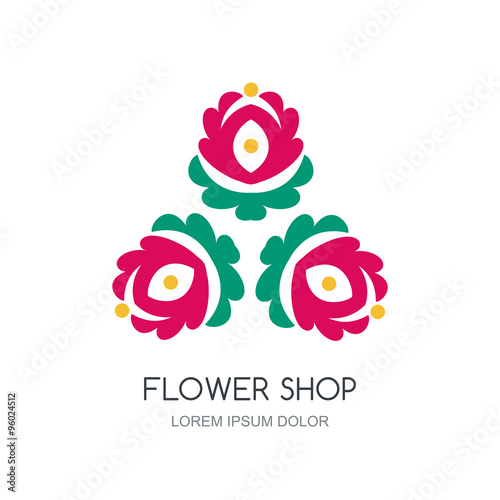 Vector flower shop logo design template.