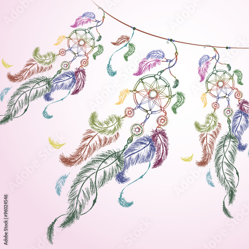 colorful illustration of dream catcher.