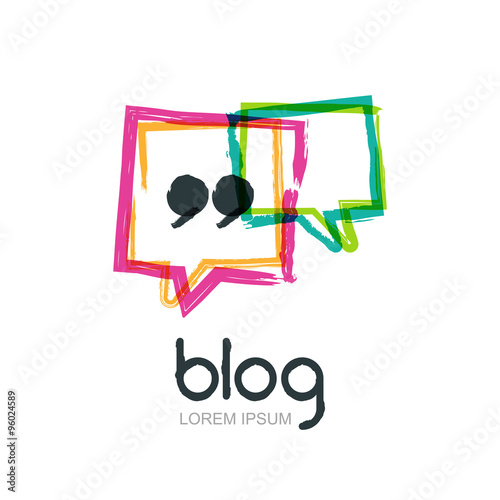 Vector watercolor hand drawn trendy blog icon.