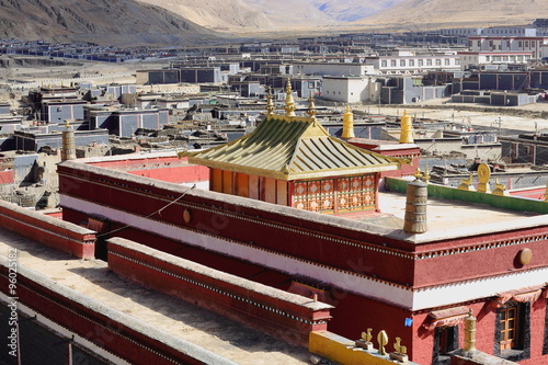 Modern temple-grounds of the ancient monastery's North Seat. Sakya-Tibet. 1830 photo