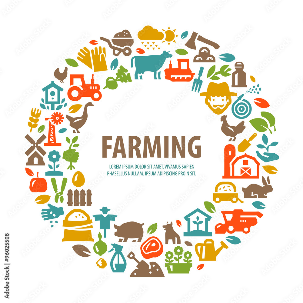 farm vector logo design template. farming, harvest or gardening, horticulture icons