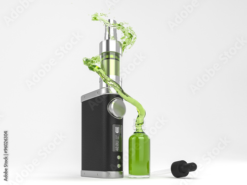 Ecig battery mod atomizer and ejuice splash photo