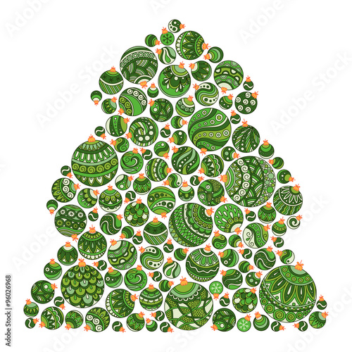 Christmas tree of Christmas balls .Card poster banner.
