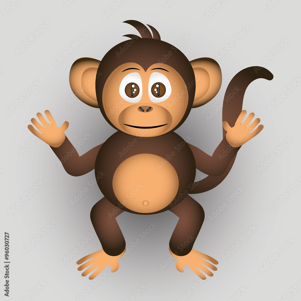 Obraz premium cute chimpanzee little monkey cartoon character eps10