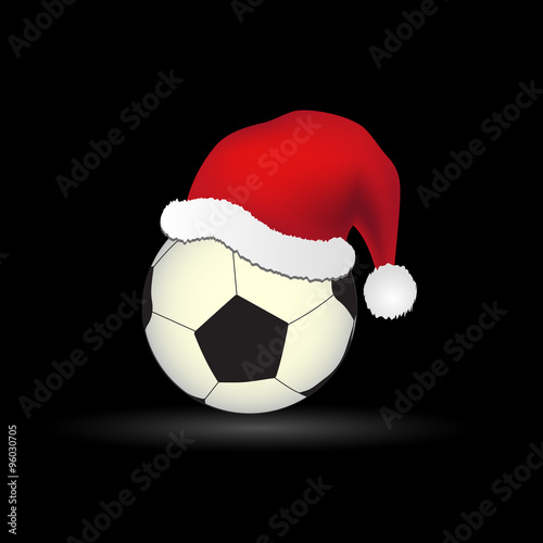 soccer and football ball with red santa hat eps10