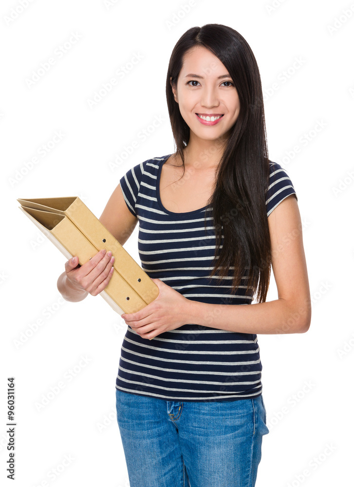 Woman holding with the folder