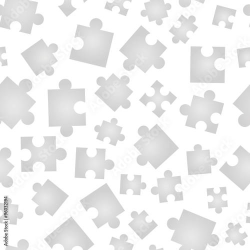 Jigsaw pieces isolated on white seamless pattern