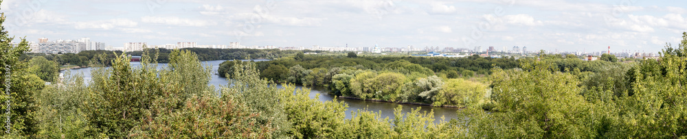 Panorama of Moskva River from Kolomenskoye Park